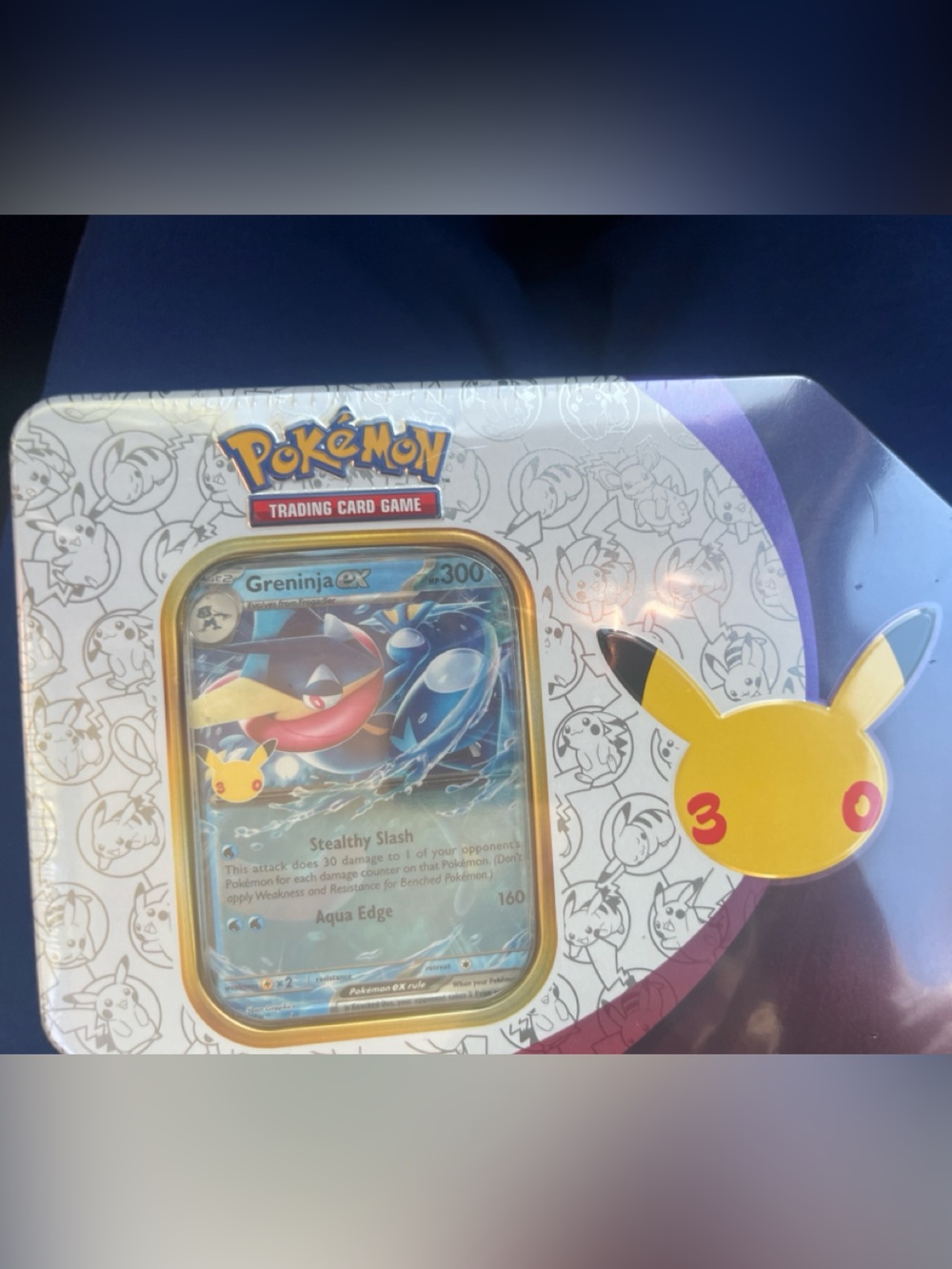 Pokemon Tin with Blue and Yellow Greninja-ex Artwork
